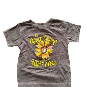 BUC-EE’S Charming Gray Kids' T-Shirt with Sunflower Design 2T 4 0578